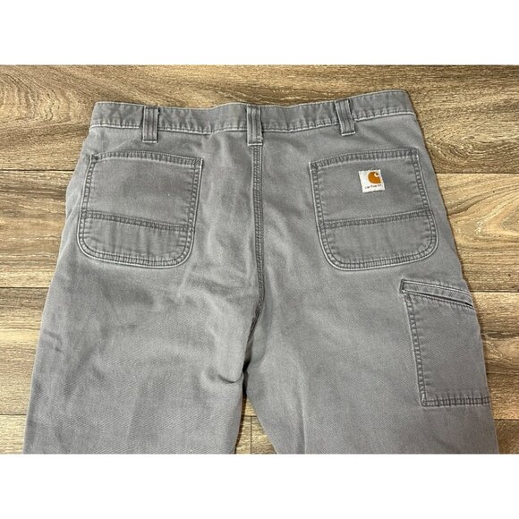 CARHARTT RELAXED FIT GRAY DENIM WORK JEANS MENS 38X30 - Picture 8 of 9